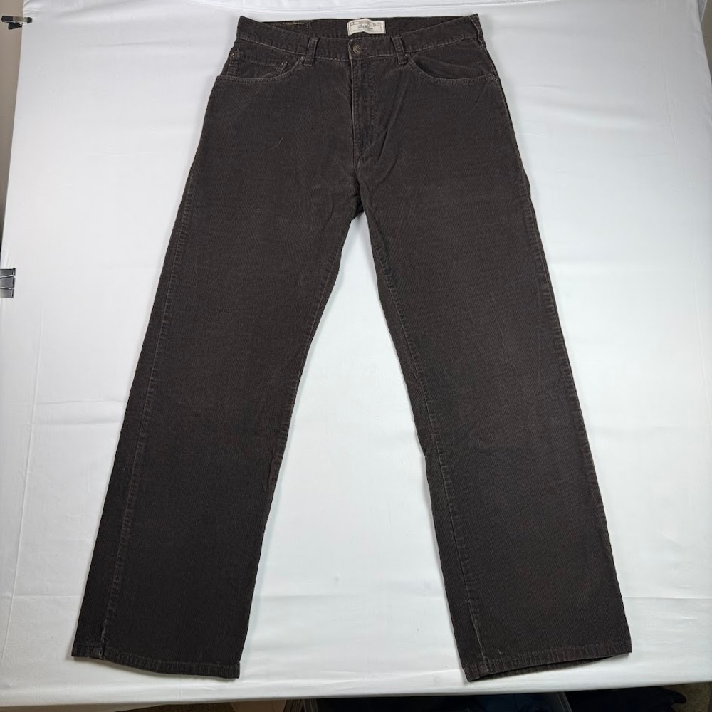 Levi Strauss Signature Mens 34x32 Straight Fit Corduroy Pants Dark Brown Cotton